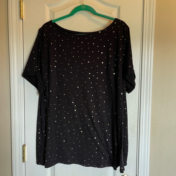 Lane Bryant gold dot cold shoulder split sleeve top 26/28 - Picture 5 of 6